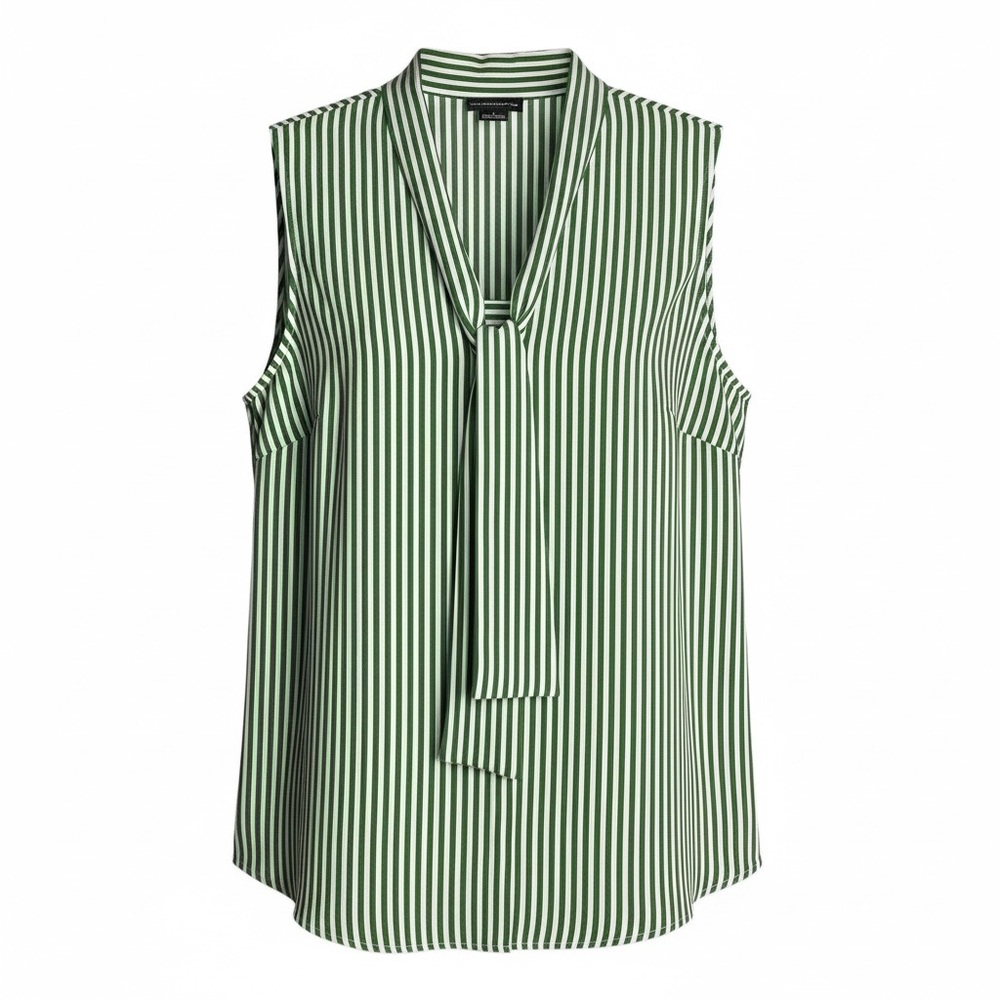 Liz Claiborne Green and White Striped Blouse